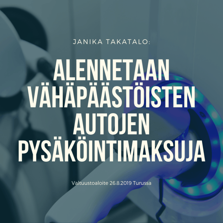 Valtuustoaloite 26.8: Vähäpäästöisten autojen pysäköintimaksuja alennettava